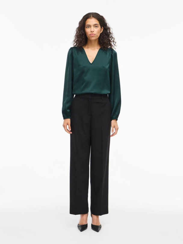 VIEllette langermet bluse, grønn - Image 3