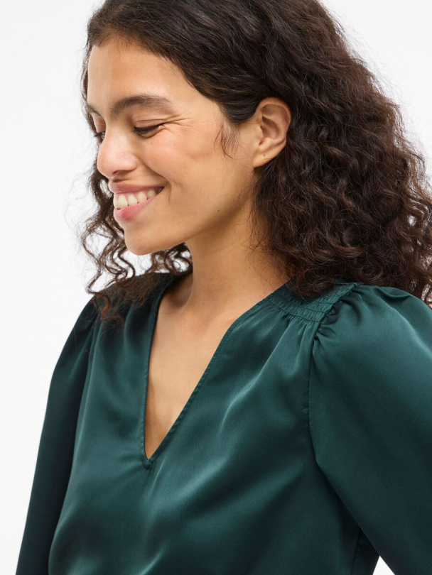 VIEllette langermet bluse, grønn - Image 6