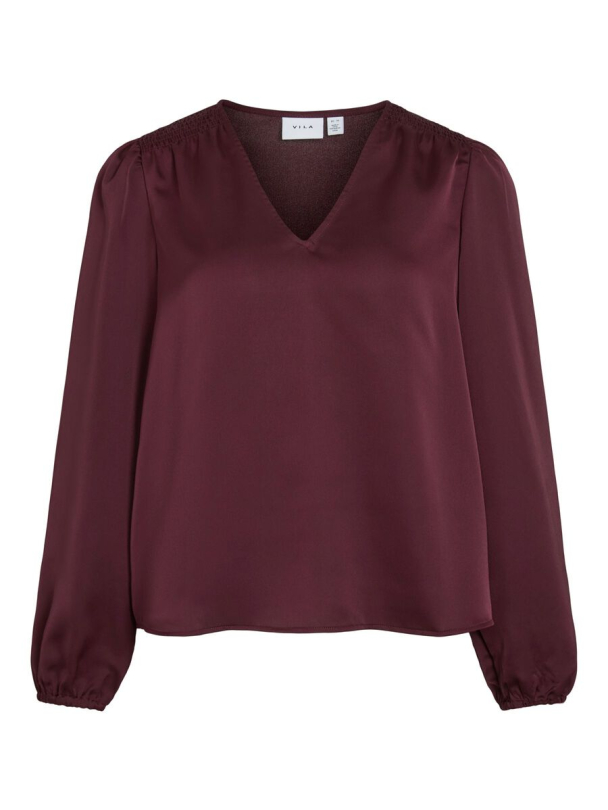VIEllette langermet bluse, burgunder - Image 2
