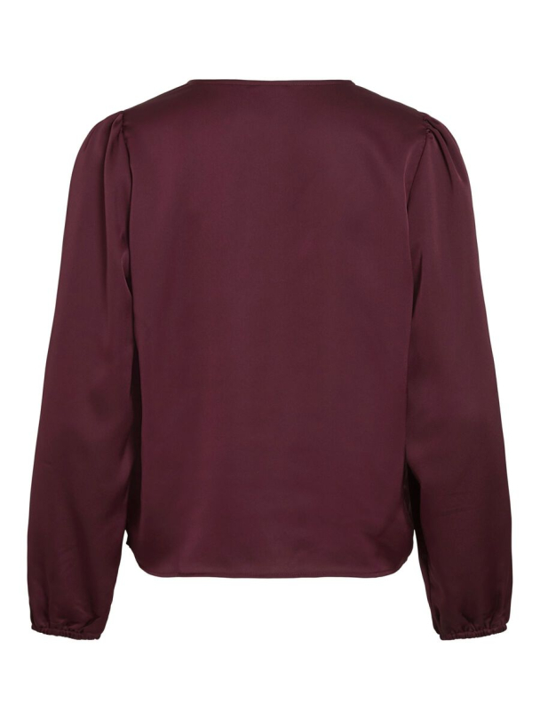 VIEllette langermet bluse, burgunder - Image 4