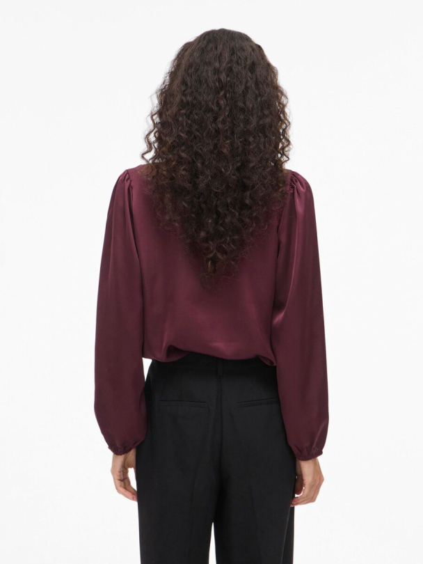 VIEllette langermet bluse, burgunder - Image 5