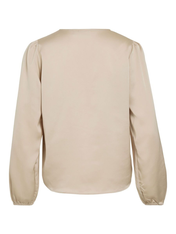 VIEllette langermet bluse, beige - Image 3
