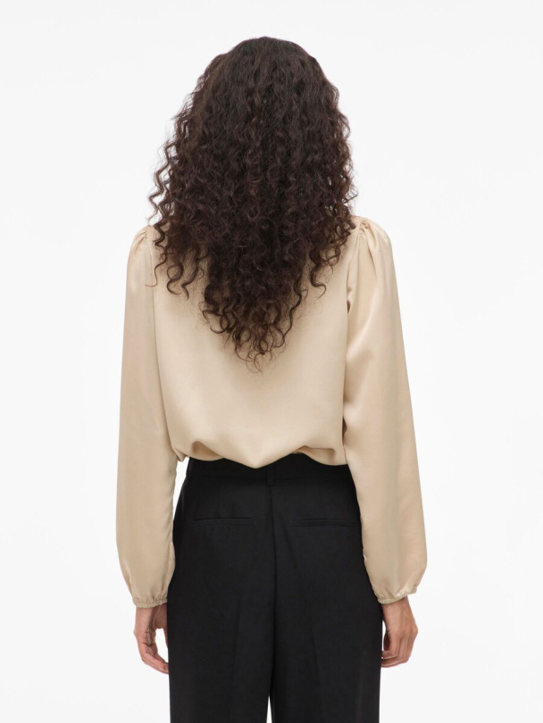 VIEllette langermet bluse, beige - Image 5
