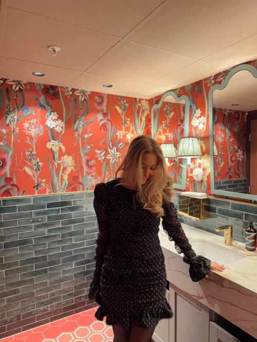 Printed Long Sleeve Dress - Black COMB