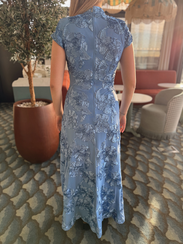 Mesh Capsleeve Maxi Dress - Hydrangea Blue  - Image 5