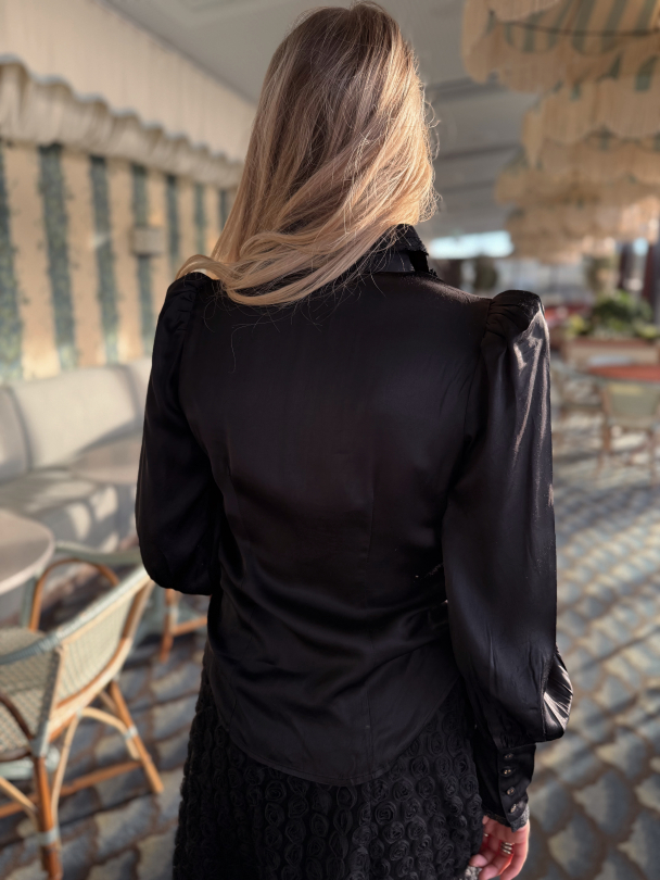 Satin Blouse -  Black  - Image 4
