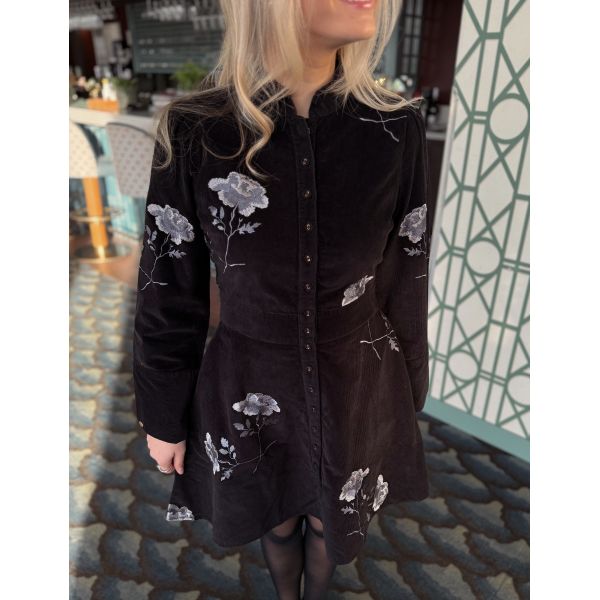 Cord Mini Dress - Black 