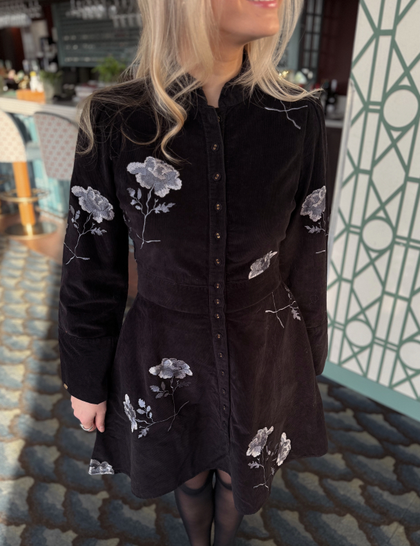 Cord Mini Dress - Black  - Image 1