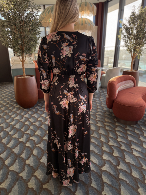 Satin Button-Down Dress - Midnight Birds - Image 5
