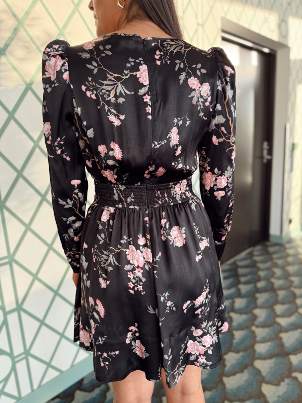 Satin Mini Dress - Midnight Garden - Image 5