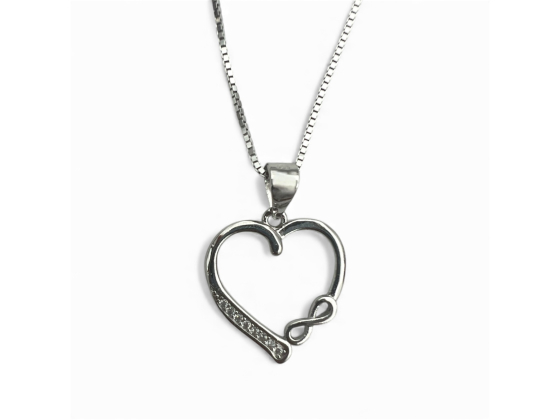 Sølv hjerte m. evighetstegn anheng 