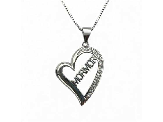 Sølv hjerte "mormor" anheng 