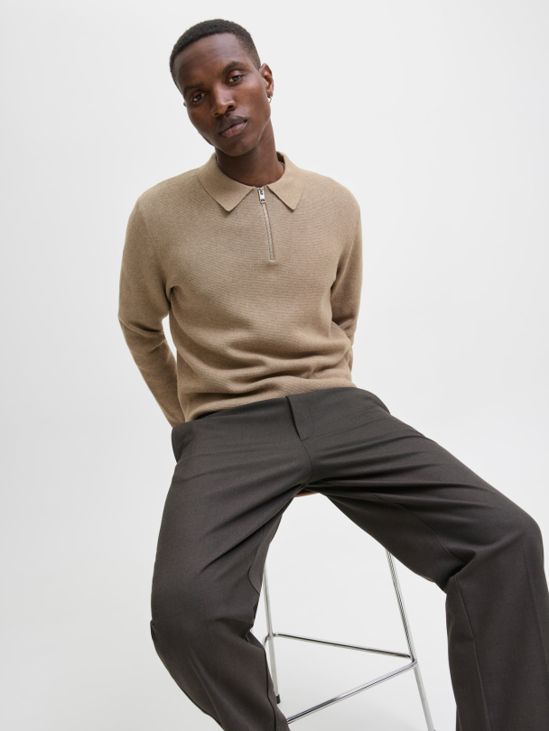 JPRBLAMILANO STITCH KNIT ZIP POLO SN - Image 3
