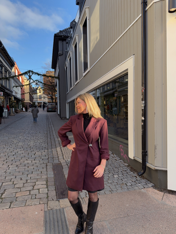 Lisa Blazer Dress - Fig - Image 3
