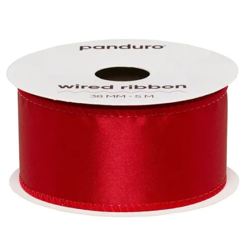 Mørkerødt satengbånd med stålkant