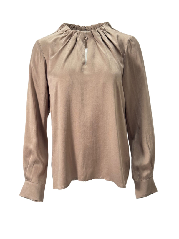 Amuse Ada silkebluse, Nougat - Image 5