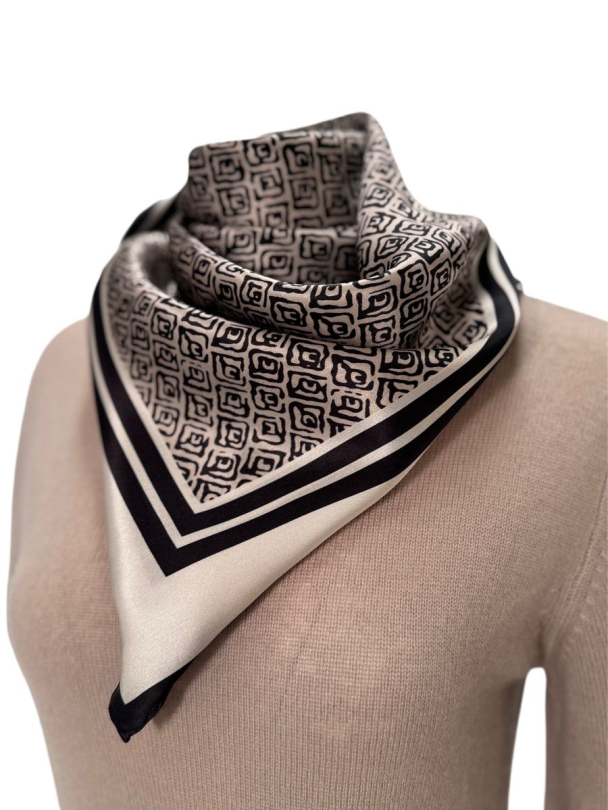 Amuse Eloise silkeskjerf, Champagne/ black - Image 2