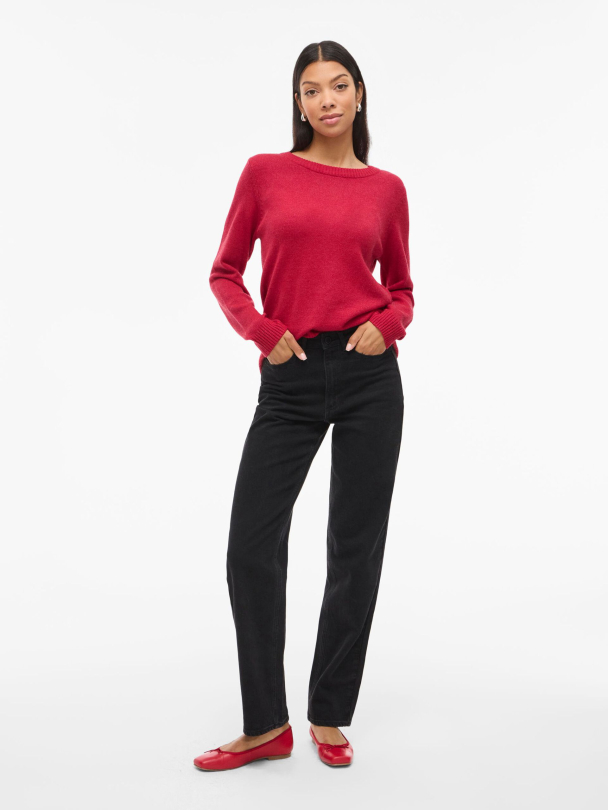 VIRil O-neck knit topp, rød - Image 1