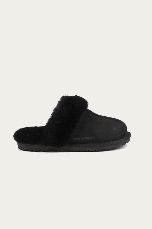 Tøfler i Saue Skinn - Sort 