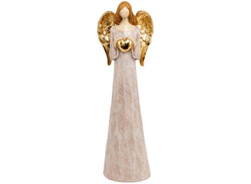 Engel beige m/hjerte gull 