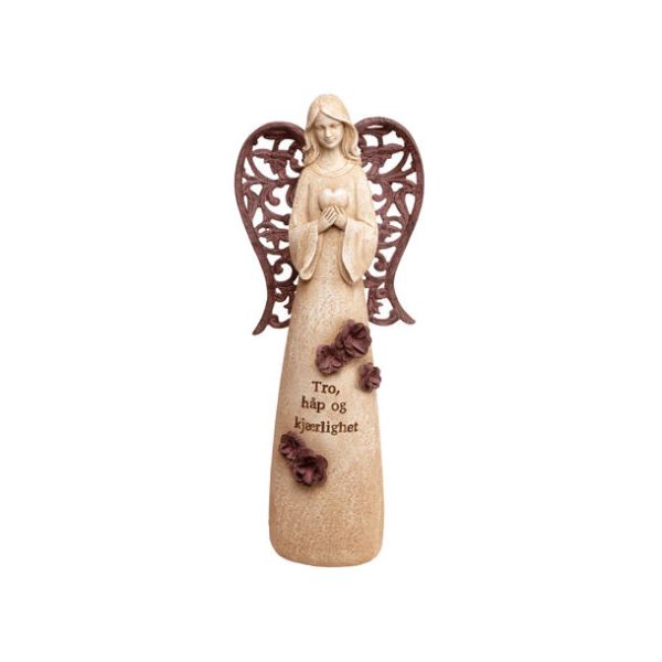 Engel beige/brun m/hjerte Tro,håp...