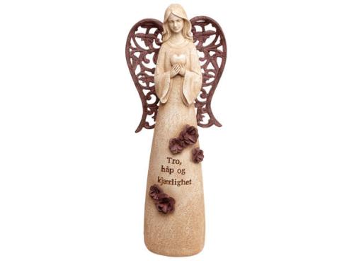 Engel beige/brun m/hjerte Tro,håp...