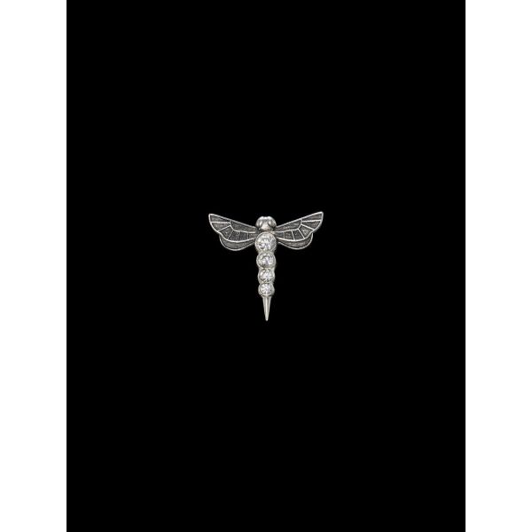 Dragonfly Ear Stud - Oxidized Silver - TW/VS Lab Grown Diamond