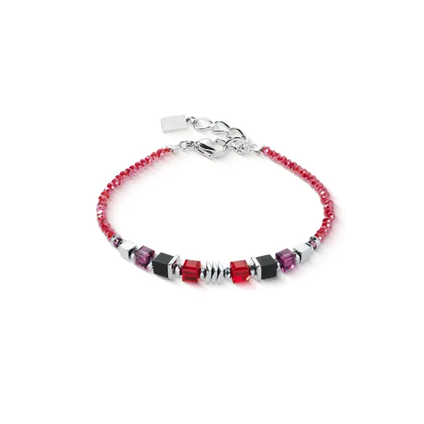 Bracelet Wave Cube Flow Silver & Red