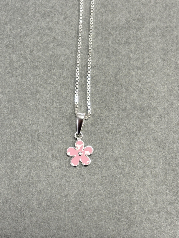 Sølvsmykke m/blomst ass.farger