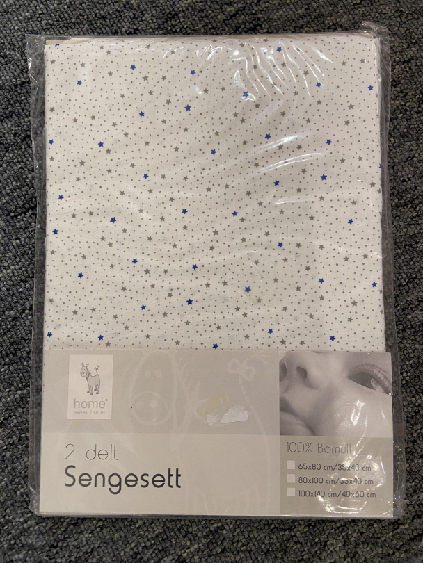 2-delt Sengesett Stjerne Blå 80x100 cm