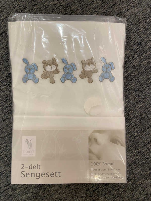 2-delt Sengesett Bamse Blå 80x100 cm