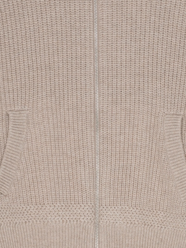 Knitted Cropped Bomber Pebble Melange - Image 3