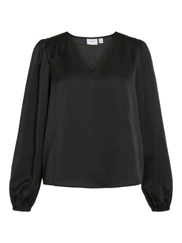 VIEllette langermet bluse, svart - Image 2