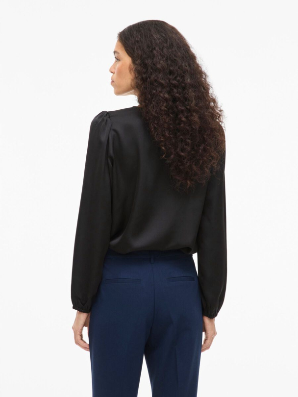 VIEllette langermet bluse, svart - Image 5