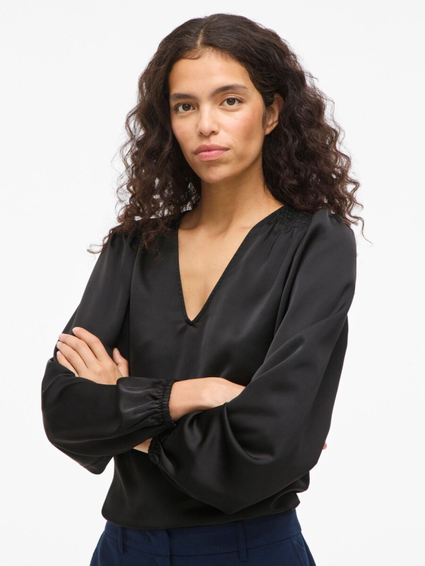 VIEllette langermet bluse, svart - Image 6