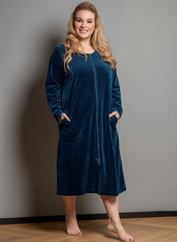 Drøbak Motehus Plaisir 3056 Morgenkåpe velour med glidelås - Image 1