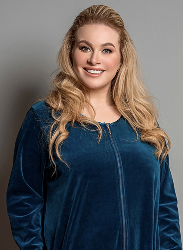 Drøbak Motehus Plaisir 3056 Morgenkåpe velour med glidelås - Image 2