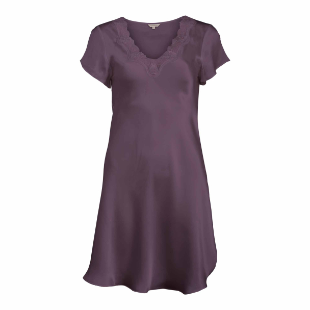 LADY AVENUE Pure Silk Nattkjole Kort Arm 27-80778 - Image 2