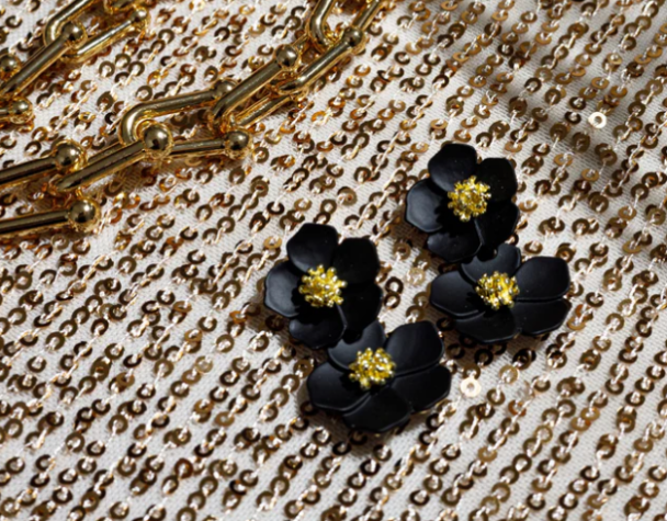 Black Colour BCErica Earrings Flower 4420 - Image 2