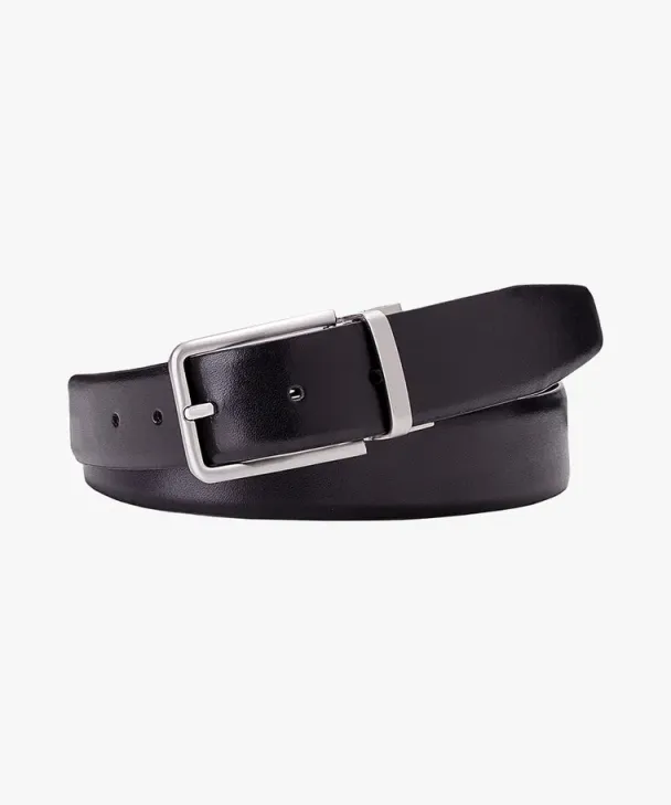 Profuomo Vendbart skinnbelte, svart/brunt - Image 1