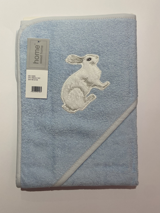 Badehåndkle m/hette, Kanin blå