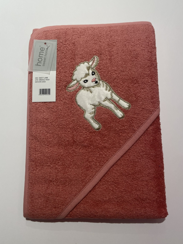 Badehåndkle m/hette Lam rosa
