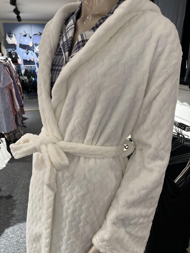 Morgenkåpe m/hette Offwhite - Image 2