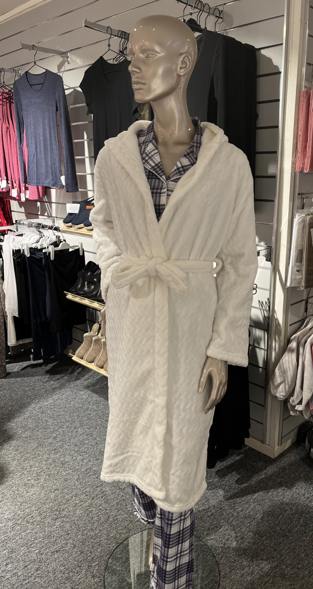 Morgenkåpe m/hette Offwhite - Image 1