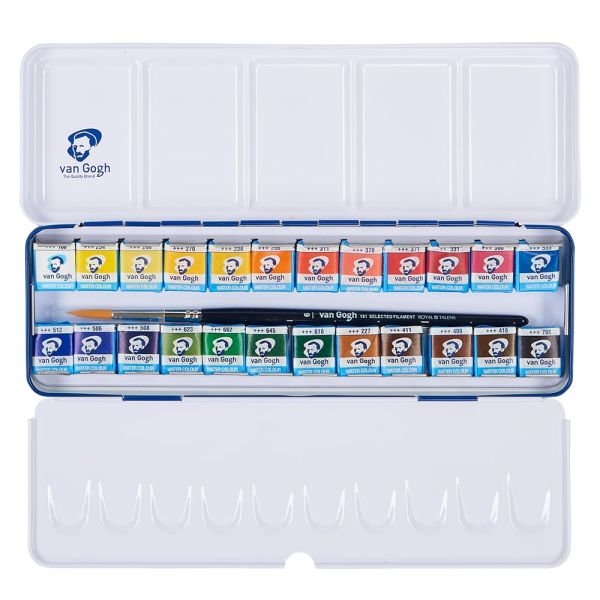 Van Gogh Akvarell – Metallskrin Sett – 24 half-pan og pensel