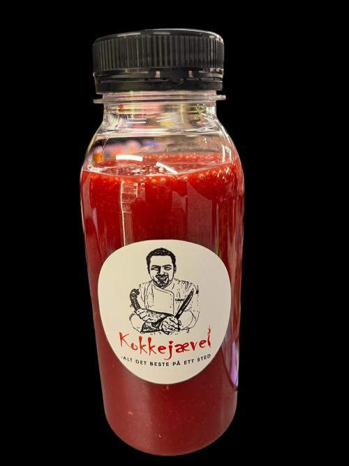 Frisk bringebærsaus uten stein