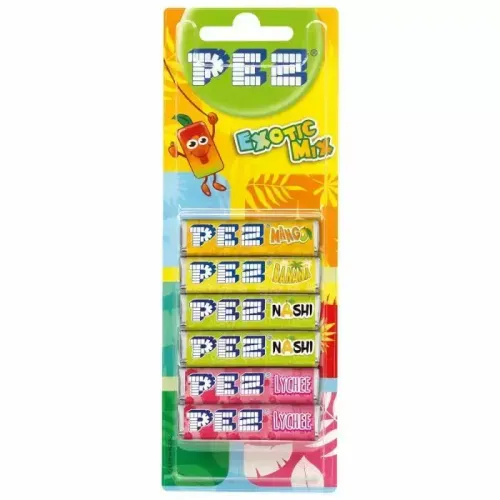 PEZ EXOTIC MIX REFILLS 6-PACK 51g
