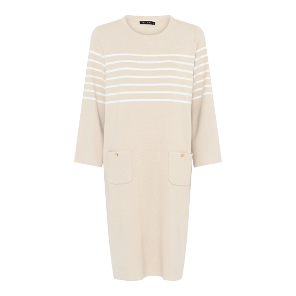 Strikkekjole m/striper 115 950 Sand