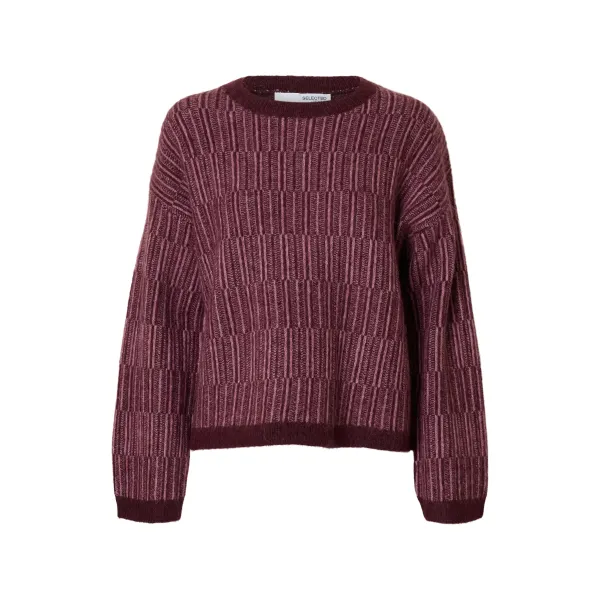 Alva Stripe Knit O-neck Fig