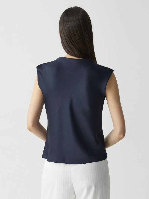Cowl Slim Blouse Nocturne Navy - Image 3